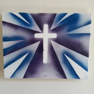 Christian Cross Stencil Art Work with Glitter!